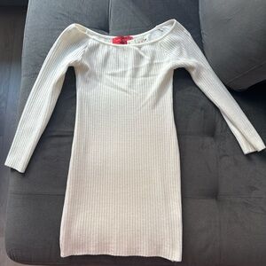 AKIRA Ivory Ribbed Knit Dress